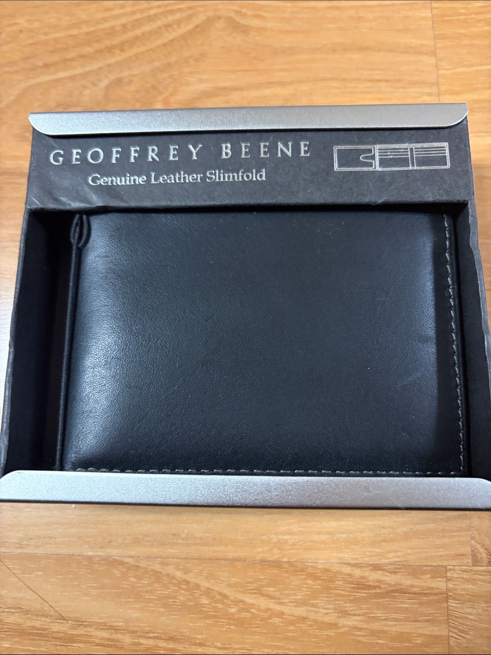 Geoffrey Beene Black Genuine Leather Slimfold Wallet